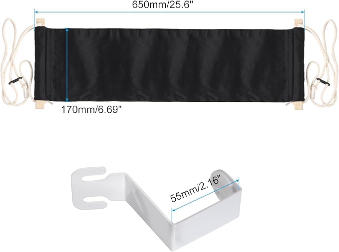 PATIKIL Foot Hammock Under Desk, Adjustable Foot Rest Sling with Hooks Portable Desk Footrest for Airplane Travel Home Office, Black Style 1