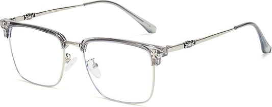 Cyxus Men Blue Light Blocking Glasses Half Rimless Computer Gaming Glasses Square Fashion Glasses 8133
