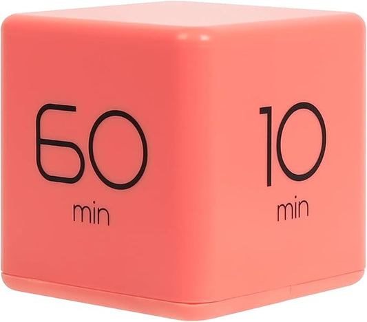 mooas Cube Timer (Coral), Timers Cube Flip Block Timers Productivity Gravity Sensor Time Management for Kids ADHD Classroom Kitchen Desk Workout Cooking Study 10, 30, 50, 60 min Timer Setting