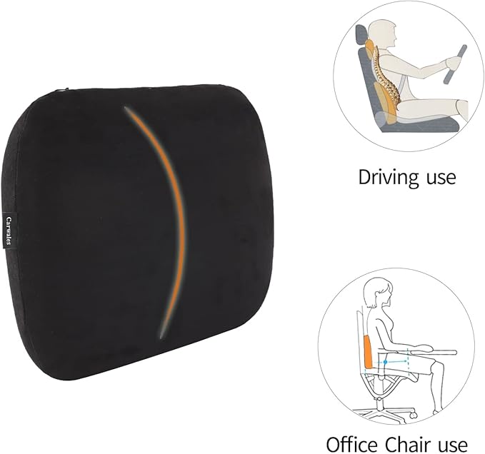 Emulsion Lumbar Support Pillow for Car Driving Seat Relax Soft Lower Back Support Home Office Chair Cushion Desk Accessories Waist Pain Relief Black