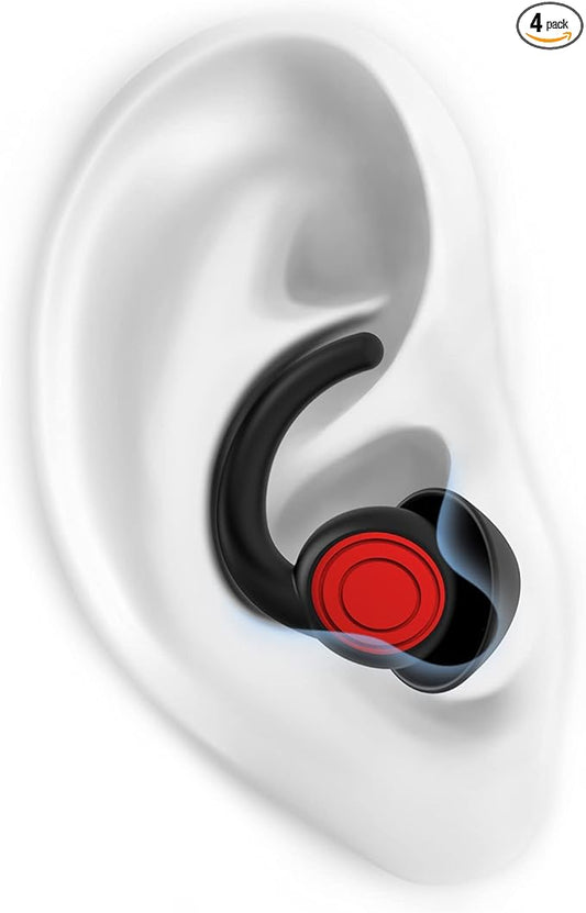 SUPCEAT Ear Plugs for Sleeping - Noise Reduction Soft Silicone Earplugs, 2 Pairs Reusable Hearing Protection Earplugs for Noise Sensitivity, Sleep,Snore,Travel,Sound Reduction Noise Cancelling - Black