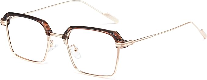 Cyxus Semi Rim Blue Light Glasses for Men Women TR90 Metal Frame UV Blocking Computer Glasses Clear Lens Square Eyewear