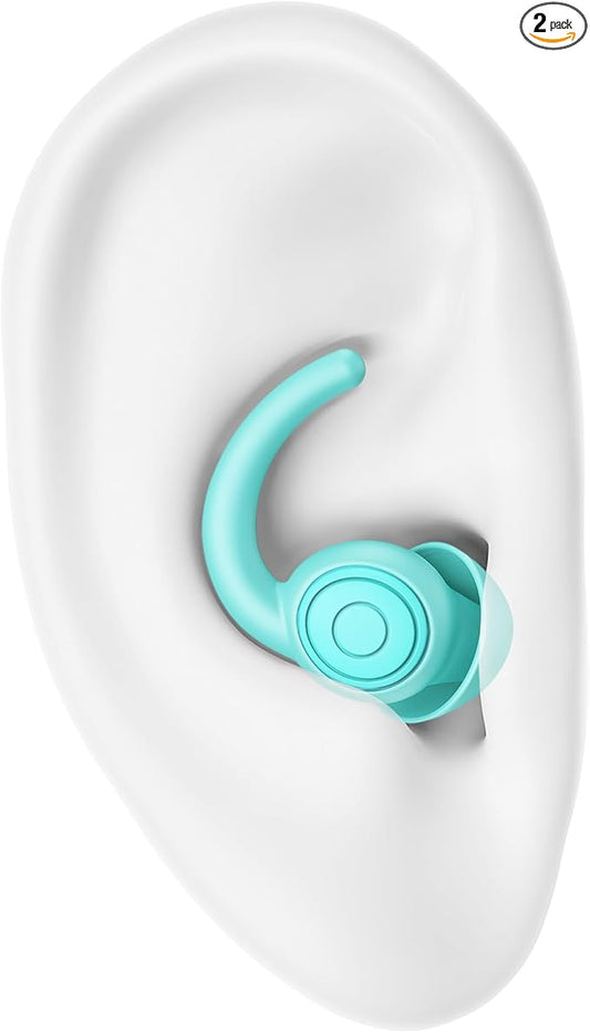 Ear Plugs for Sleeping Noise Cancelling Silicone Earplugs Noise Reduction, 2 Pairs Ear Plugs for Sleeping Reusable Noise Sound Blocking Earplugs for Sleep,Snoring,Concerts,Focus,Flight
