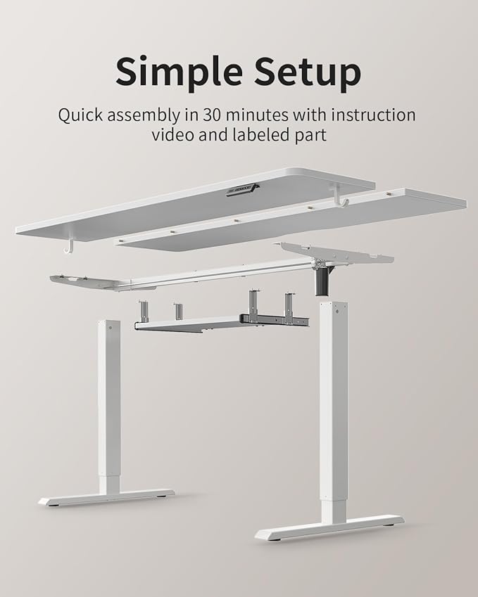FEZIBO Standing Desk with Keyboard Tray, 40 x 24 Inch Adjustable Height Sit Stand Desk with Memory Presets for Home Office, Ergonomic Computer Workstation, White