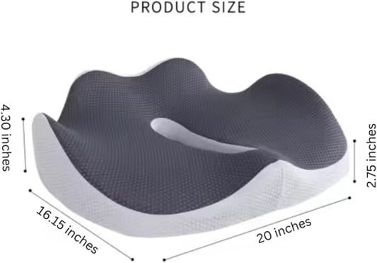 Ergonomic Seat Cushion for Office Chair - Memory Foam Coccyx Cushion for Tailbone, Sciatica & Back Pain Relief - Breathable Washable Cover, Non-Slip Base for Home, Office, Car, and Travel