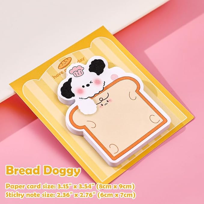 4 Cute Reusable Funny to Do List Dog Stick Post Note Pads Bread Dog, Coffee Dog, Candy Dog, Strawberry Dog, 30 Sheets/Pad, for Office Home School