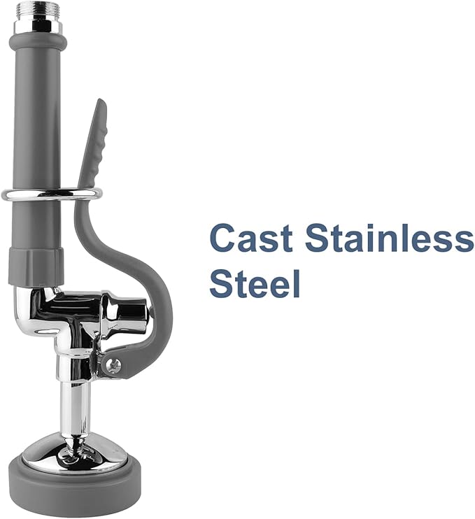 Pre Rinse Sprayer Commercial Sink Sprayer Head,1.42GPM Spray Valve Dish Spray Nozzle with Ergonomic Handle, Commercial Faucet Parts for Commercial Kitchen Sink,Chrome Finished（Gray）