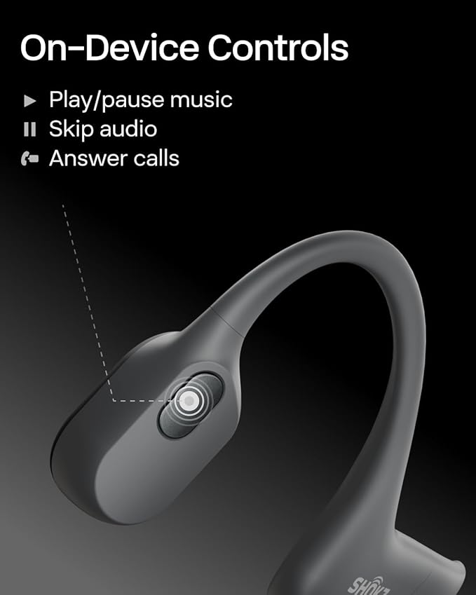 SHOKZ OpenRun Mini with USB-C Charging - Open-Ear Bluetooth Bone Conduction Sport Headphones - Sweat Resistant Wireless Earphones for Workouts and Running - Built-in Mic, with Hair Band - Black