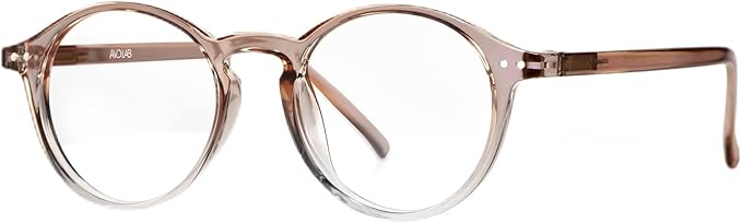 Blue Light Blocking Glasses Round Retro Computer Gaming Glasses Women Men UV Protection AB3303 (Brown)