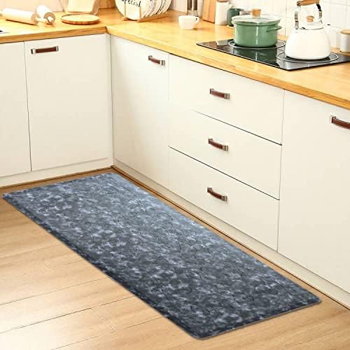 J&V TEXTILES Medallion Embossed Kitchen Mat Cushioned Anti Fatigue Floor Mat, Thick Non Slip Waterproof Kitchen Rugs and Mats,Heavy Duty Foam Standing Mat for Kitchen (Navy Blue, 17" X 28")