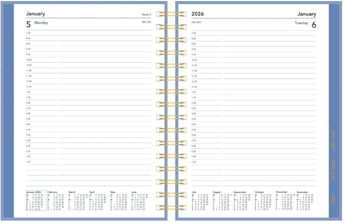 Collins 'Scandi' 14 Month Planner, July 2025-August 2026 Day-to-Page Diary, A5 Hard Cover, Geo Gray