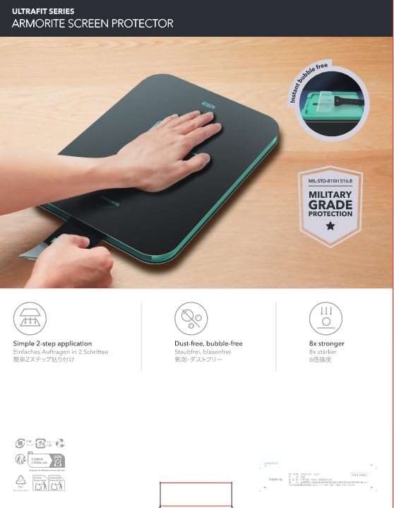 ESR 2 Pack Armorite Screen Protector for iPad Air 13 Inch M3/M2 (2025/2024), 9H Hardness Tempered Glass Film with UltraFit Tray, Military Grade Protection, HD Clarity, Dust and Bubble Free