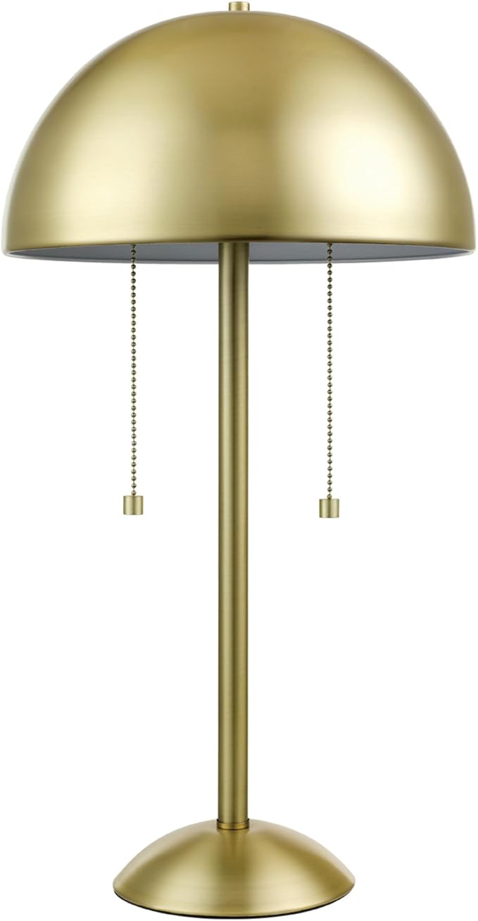 Globe Electric 12976 Haydel 21" 2-Light Table Lamp, Matte Brass, Double On/Off Pull Chain