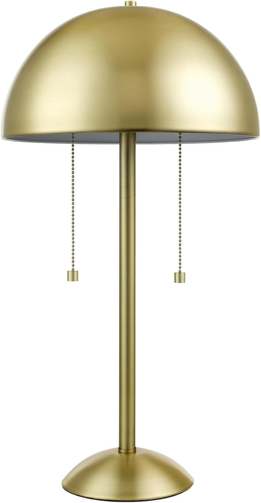 Globe Electric 12976 Haydel 21" 2-Light Table Lamp, Matte Brass, Double On/Off Pull Chain