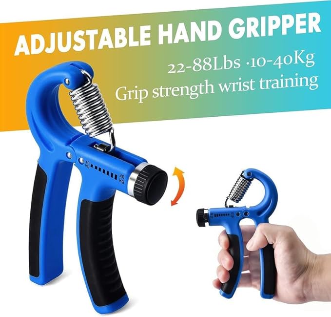 Grip Strength Trainer 7 Pack Adjustable, Finger Stretcher Resistance Extensor Bands, Finger Exerciser, Hand Gripper Strength Ring & Stress Ball