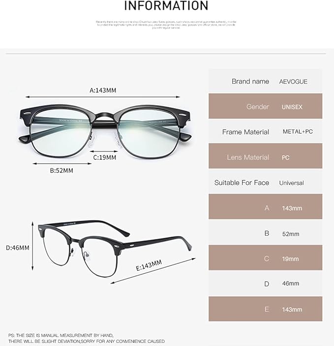 Half frame Retro Semi Rimless Clear Lens Glasses Blue Blocking Eyewear For Men Women 2 Pack