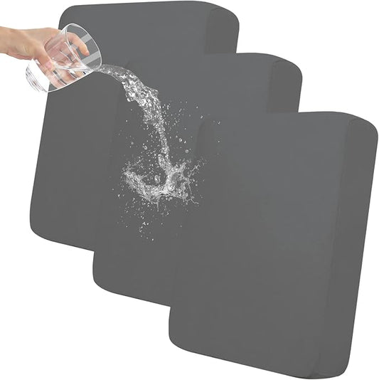 Easy-Going 100% Waterproof Chair Sofa Seat Cushion Slipcovers Couch Cushion Cover Stretch Furniture Protector for Kids, Pets (3-Piece Sofa Cushion, Gray)