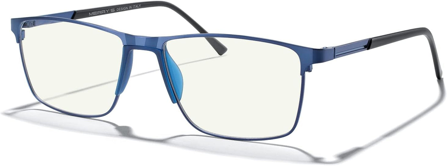 MERRY'S Fashion Blue Light Blocking Glasses - Reading Glasses Metal Frame Spring Hinge Readers for Men Eyeglasses
