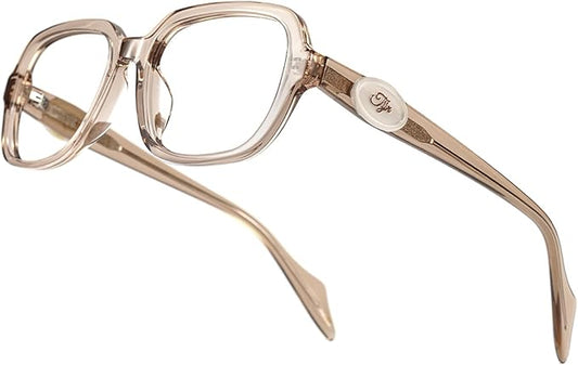 TIJN Vintage Inspired Blue Light Blocking Glasses, Modern Square Acetate Computer Screen Eye Glasses for Woman Men, AL01