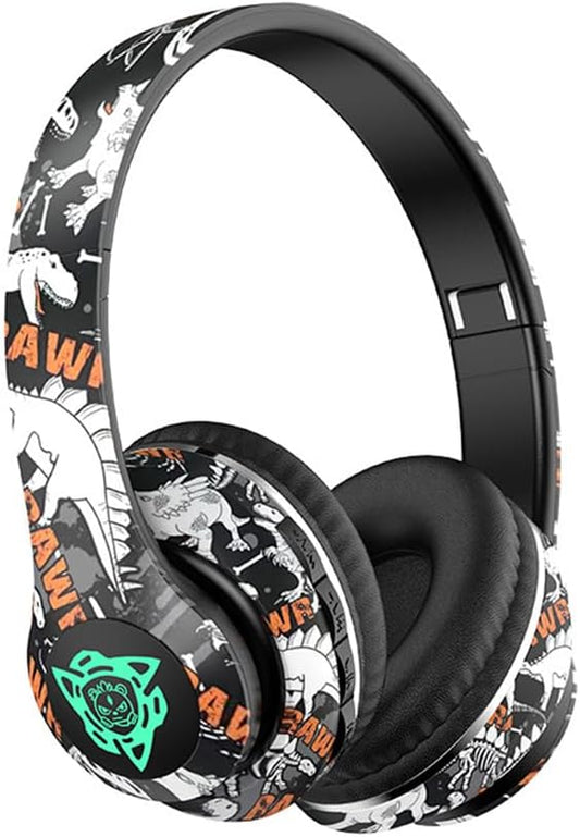 Graffiti Style Over-Ear Headphones - Wireless Bluetooth 5.0, Hi-Fi Stereo Sound, Comfortable Soft Earpads, 30-Hour Playtime, Built-in Mic for Hands-Free Calls (C)