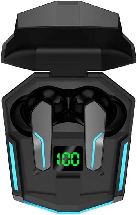 MyJoy Cool Wireless Earbuds, Wireless Gaming Earbuds, Bluetooth Gaming, Noise Cancelling Ear Buds, Noise Cancelling Earphones for Gamers, Black