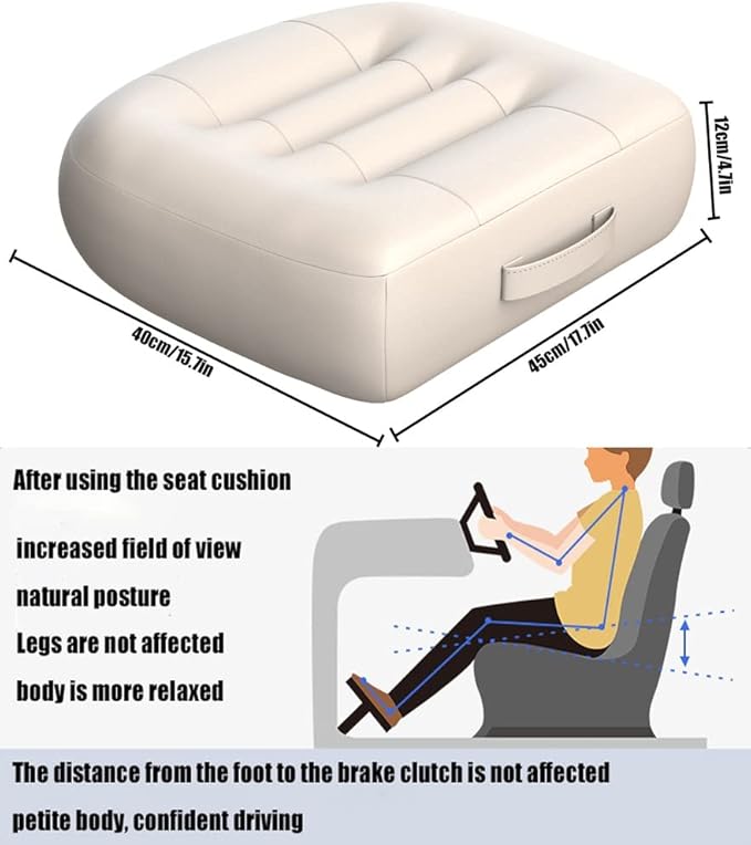 Adult Car Booster Seat Cushion/office chair cushion with Carry Handle Angle Lift Seat Cushion Imitation PU breathable fabric More comfortable and beautiful,for/car/office/wheelchair seat cushion/milky