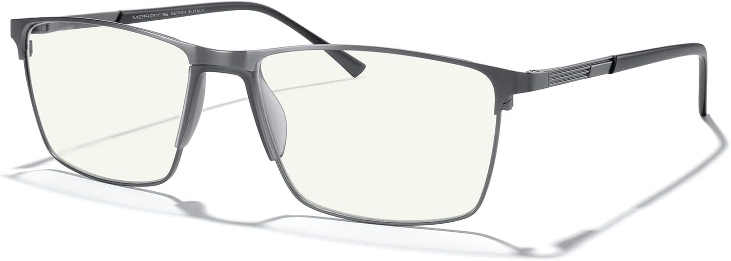 MERRY'S Fashion Blue Light Blocking Glasses - Reading Glasses Metal Frame Spring Hinge Readers for Men Eyeglasses