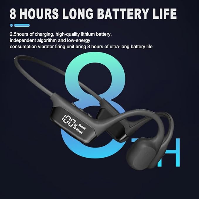 Waterproof Headphones for Swimming IP68 Waterproof • LCD Screen • Built-in 32G • Bluetooth 5.4 Earphone • Open Ear Headset Bone Conduction for Running, Cycling, Driving