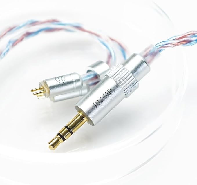 HiFiGo JUZEAR Flare IEM Cable, 6N Single-Crystal Copper & Silver-Plated Hybrid, 4μm Gold-Plated Interchangeable Plugs (3.5mm/4.4mm), High-Resolution Audio Cable for in-Ear Monitors (Rainbow Cable)