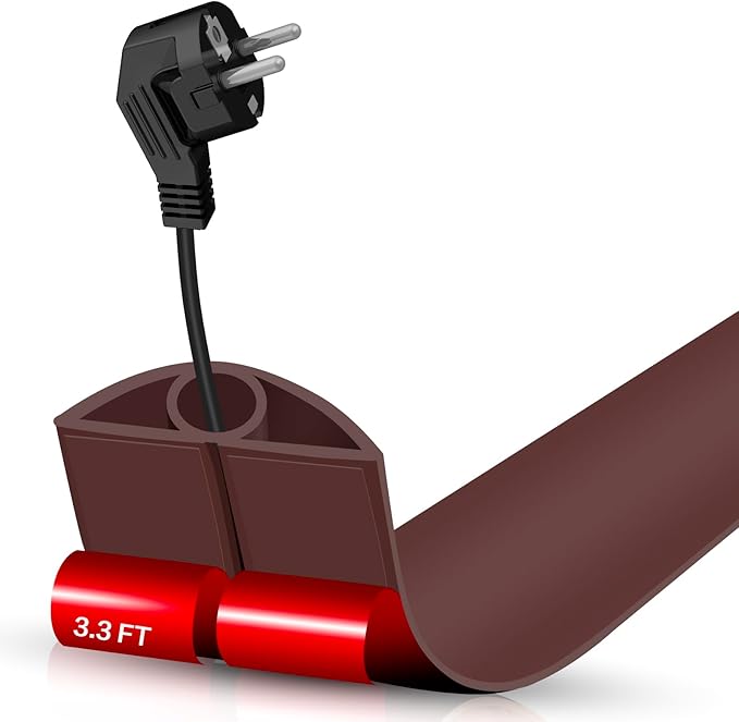 Floor Cord Cover Self Adhesive Cord Hider,3.3FT Cable Management, Extension Strip Protector for Wires, Prevent Cable Trips for Offices, Gyms, Exhibitions Cavity:0.3"(W) x 0.28"(H) Coffee