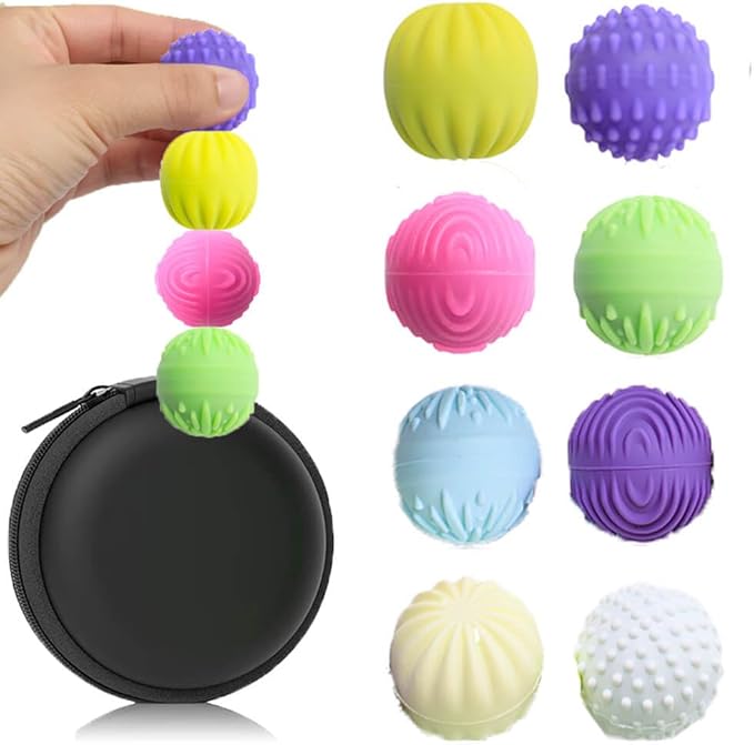 Silicone Balls Fidget Toys for Adults & Teens,Stress Relief Sensory Toys for Autism ADHD Anxiety,Sensory Toy for Fingers Hands,Office Desk Toy,Gift for Women Men Teen Gift(8 Packs)