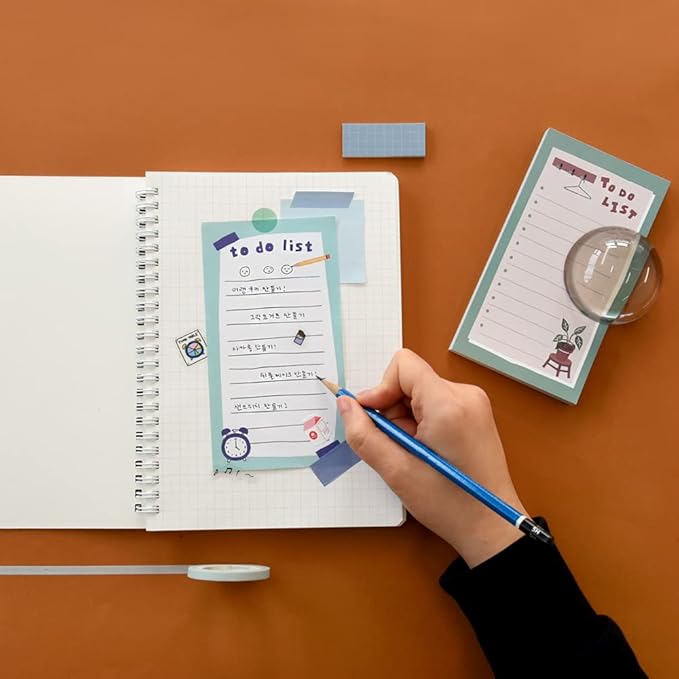 Monolike Memopad Ordinary days SET - 4 Packs, 4 Different Designs, 80 Sheets Per Pad, Total 320 Sheets, Note pads, Writing pads, 80x148mm