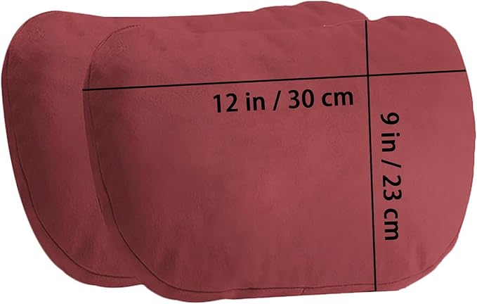 2PCS Car Pillow for Car Neck Pillow for Driving Seat Lumbar Support Soft Cushion with Extra Filling Accessories Back Support for Travel Nap and Trips Sleeping(Red, Head)