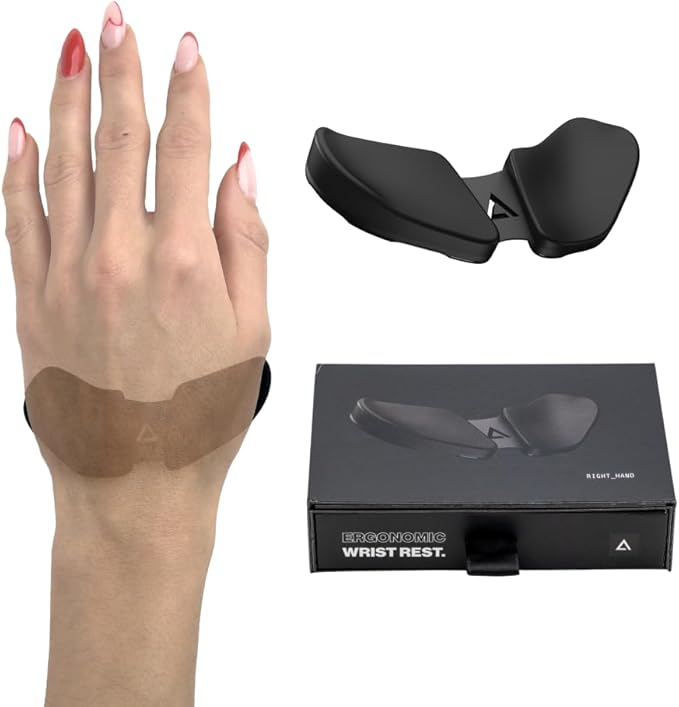 DELTAHUB Carpio 2.0 - Left-Handed Truly Ergonomic Wrist Rest for Mouse, Carpal Tunnel Support, Pain Relief, Anti-Fatigue, Easy Glide, Sleek, Office Computer, Laptop, Gaming - Large, Black