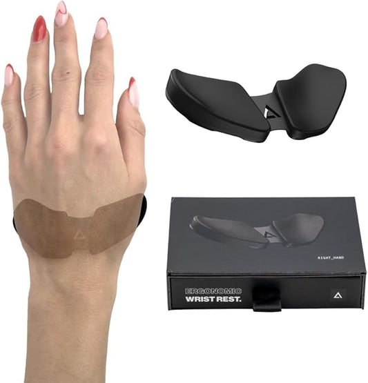 DELTAHUB Carpio 2.0 - Left-Handed Truly Ergonomic Wrist Rest for Mouse, Carpal Tunnel Support, Pain Relief, Anti-Fatigue, Easy Glide, Sleek, Office Computer, Laptop, Gaming - Large, Black