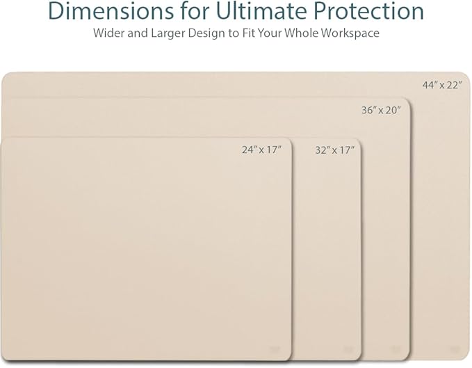 Vine Creations Leather Desk Mat Large 44" x 22", Desk Protector Mat, PU Leather Desk Pad, Large Mouse Pad Desk Blotter, Desk Pads on Top of Desks, Desk Matt for desktop Office Desk Mat (Beige/Apricot)