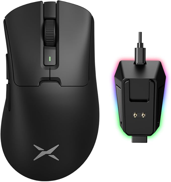 DeLUX M900PRO Wireless Gaming Mouse, 8000Hz Polling Rate, RGB Charging Dock, 63g Ergonomic Design, PAW3395 Sensor with 26000DPI, Programmable Buttons (Black)