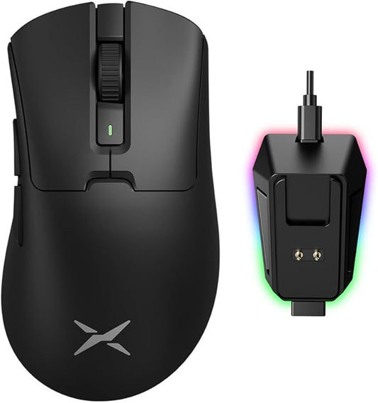 DeLUX M900PRO Wireless Gaming Mouse, 8000Hz Polling Rate, RGB Charging Dock, 63g Ergonomic Design, PAW3395 Sensor with 26000DPI, Programmable Buttons (Black)