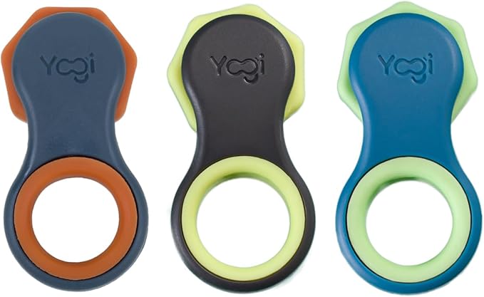 Yogi Fidget Toy – Silent Sensory Spinner for Adults & Kids – Stress Relief Fidgets for ADHD, Anxiety – Fidget Toys for Adults – Includes 5 Finger-Fit Rings – Work, School & Travel – 3-Pack