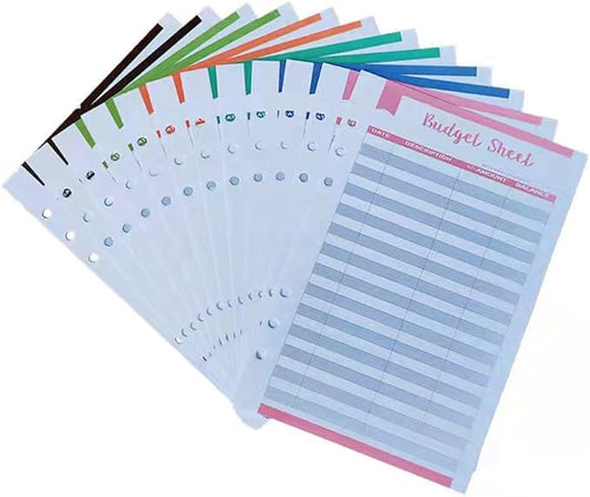 Budget Sheets for A5 Binder, 60 Pcs Budget Tracker Inserts for A5 Planner, 6-hole Budget Refill Pages for Budgeting