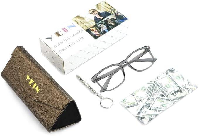 YEIN Bifocal Reading Glasses with Blue Light Blocking Lenses, Bifocal Reader for Women and Men, Vintage Square frame with Spring Hinge (+0.00/+1.50 magnification)