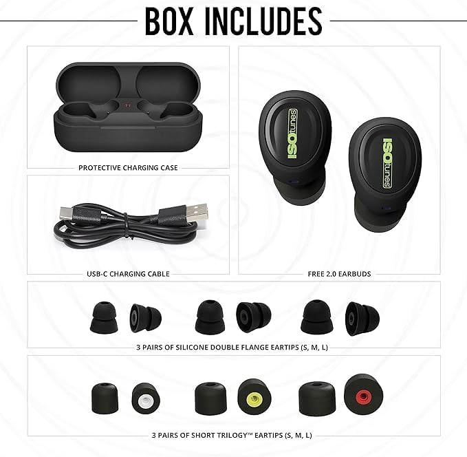ISOtunes Free 2.0 Bluetooth Hearing Protection Earbuds - 25 dB NRR OSHA Approved Earbuds, Wireless Bluetooth Earplug Headphones for Work