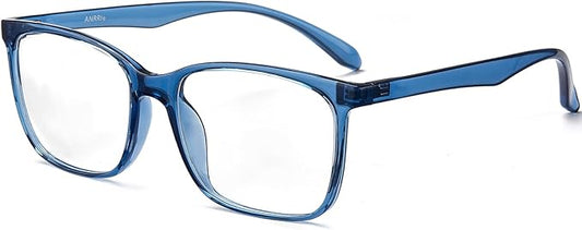 ANRRI Blue Light Blocking Glasses, Anti Eyestrain Lens Lightweight Frame Eyeglasses, Blue, Men/Women