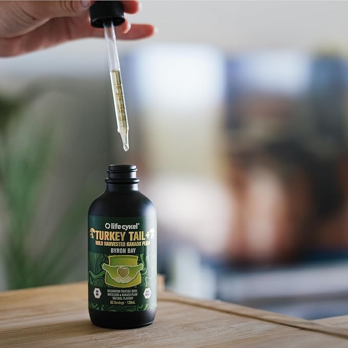 Life Cykel - Turkey Tail Mushroom Liquid Extract with Kakadu Plum - Immune Support & Digestive Health Prebiotic Supplement - Vegan, Non-GMO and Gluten Free - 4 Fl Oz
