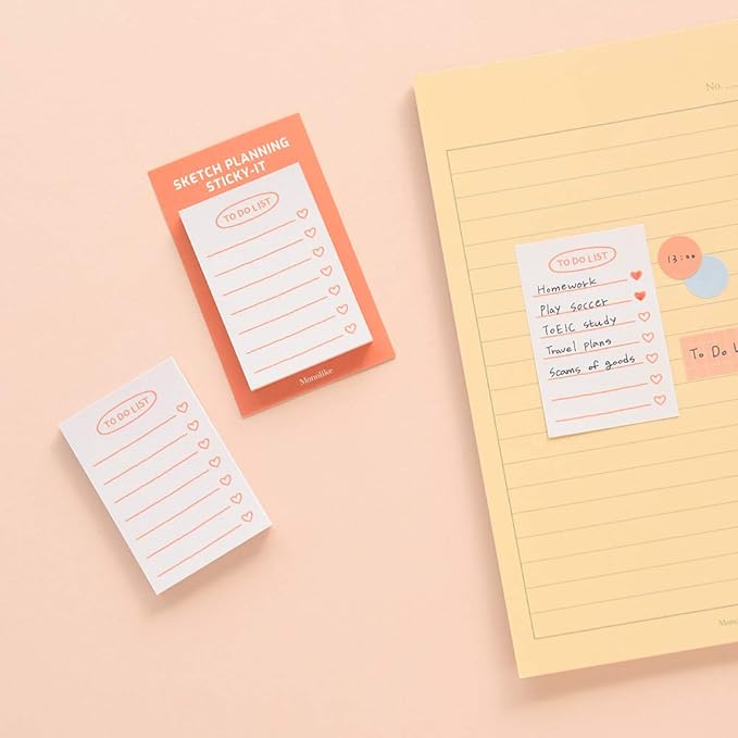 Monolike Sketch Planning Sticky-it - 5p Set Self-Adhesive Memo Pad 50 Sheets