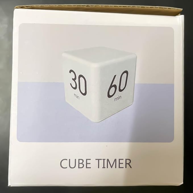 Cube Timer, Gravity Sensor Flip Timer for Study, Work, Game, Task, Kitchen, Kids, ADHD, Productivity, Workout (White 15-20-30-60)