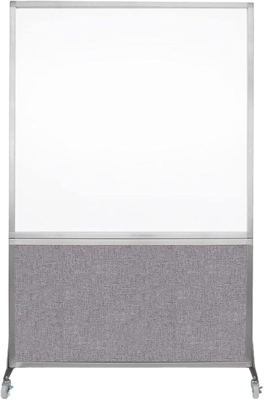 DivideWrite Mobile Whiteboard | Double Sided Dry Erase Board | Portable Office Cubicle Partition | Display for Classrooms, Conference Rooms, Meeting Areas and More | Cloud Gray 4' Wide X 6' Tall