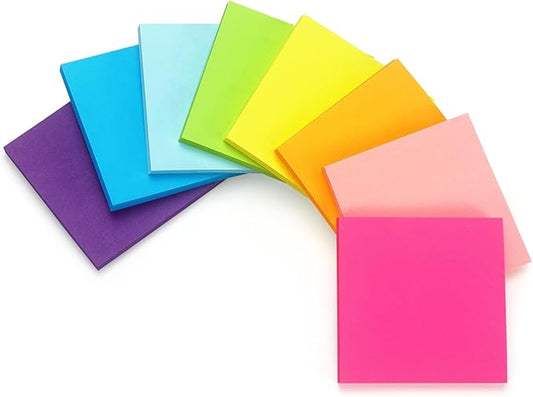 Early Buy 16 Pads Sticky Notes 8 Bright Color Self-Stick Notes 3 in x 3 in, 60 Sheets/Pad