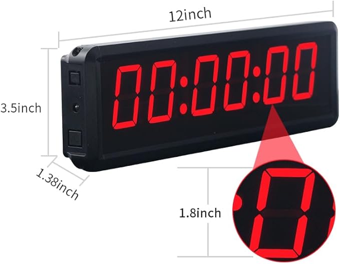 Gym Interval Timer, 12" Digital Wall Alarm Clock Timer for Interval Workout with Countdown/Up Stopwatch, Tabata EMOM Remote Control for Home Gym Boxing MMA Fitness