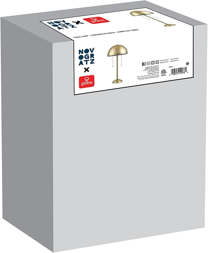 Globe Electric 12976 Haydel 21" 2-Light Table Lamp, Matte Brass, Double On/Off Pull Chain